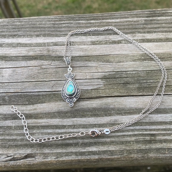 Abalone marcasite silver plated necklace new in box - Picture 10 of 10